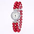 Crystal Watch Pearl String Strap Watch models Clock Ladies